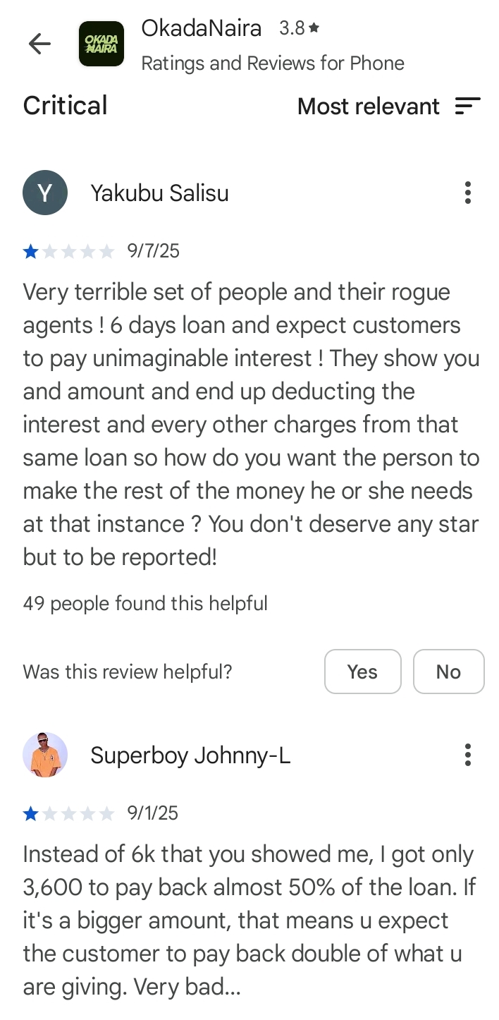 Okada Naira Loan App review
