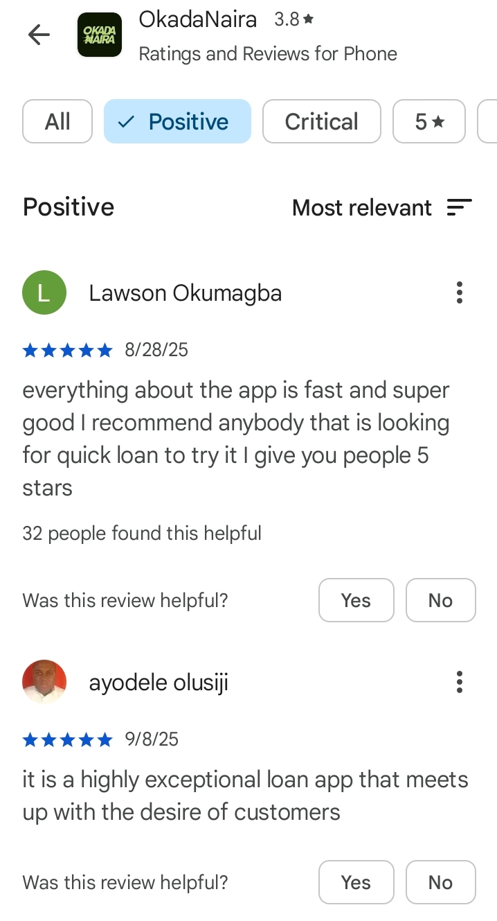 Okada Naira Loan app review